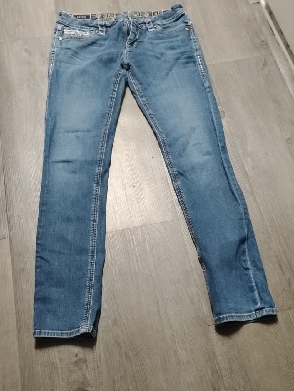 Rock Revival Women Slim Straight Jeans - Mid Blue Wash